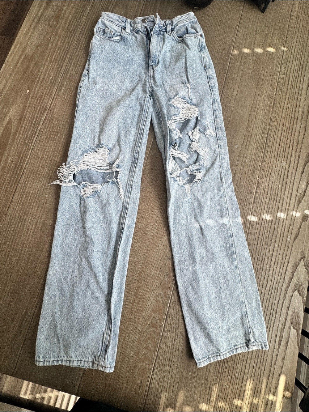 Pacsun Boyfriend Jeans Size 24 Light Wash Distressed Ripped Straight Leg